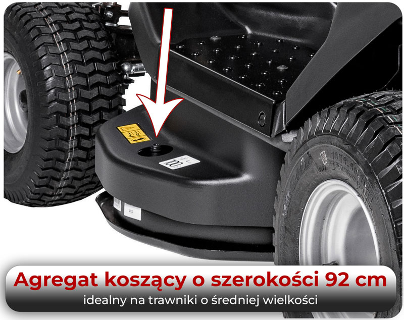 Agregat tnący 92 cm w traktorku Cedrus Challenge AJ 92/16H